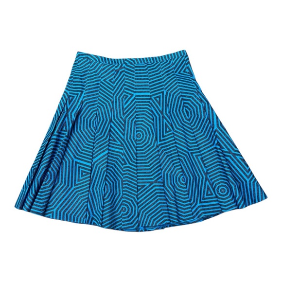 Akris Punto Fun Geometric PrintA Line Mini Pleated Cotton Skirt Women's Size 6